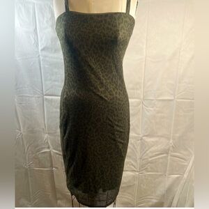 Animal print green midi dress